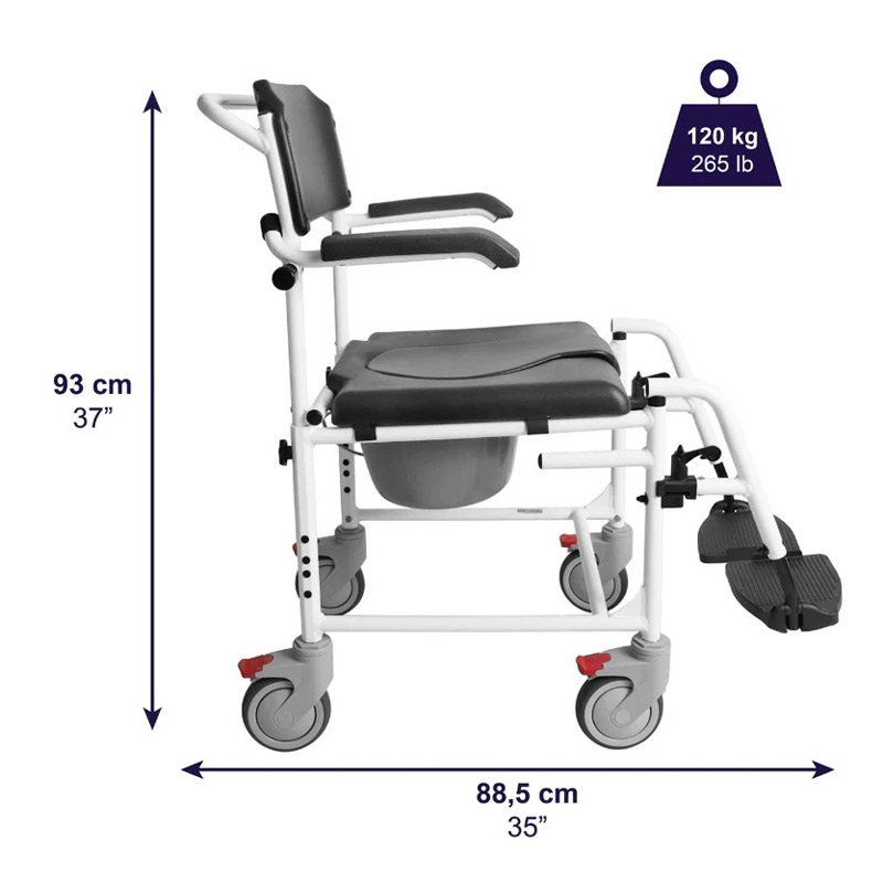 Silla de ducha con ruedas K30010 Dimensiones totales de la silla de baño con ruedas K30010