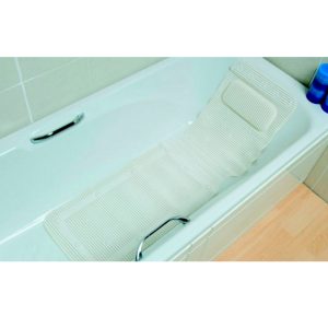 Alfombra antideslizante para bañera con múltiples ventosas y respaldo acolchado