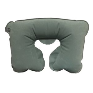 Almohada cervical de viaje hinchable color gris con forma de herradura