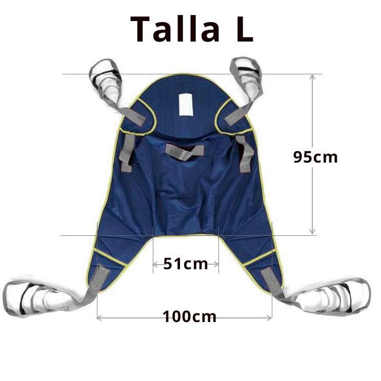 Grúa de traslado Vulcan mini Arnés talla L con alto 95 cm, ancho 100 cm y hueco central 51 cm