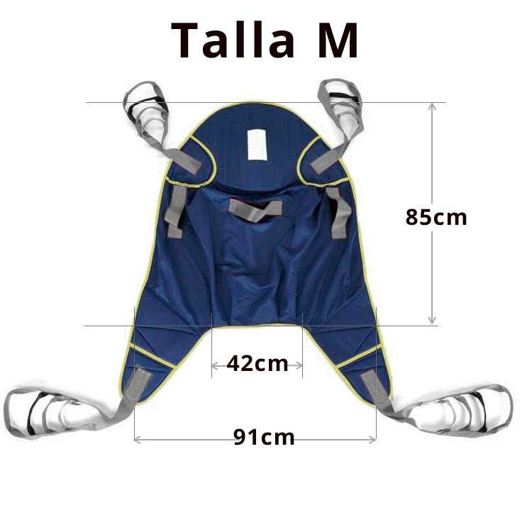 Grúa de traslado Vulcan mini Arnés talla M con alto 85 cm, ancho 91 cm y hueco central 42 cm