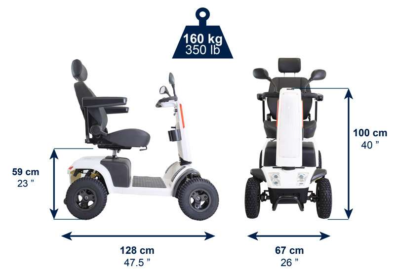 Scooter eléctrico Todoterreno K10073 Dimensiones del Scooter Eléctrico Todoterreno K10073 y peso máximo de usuario