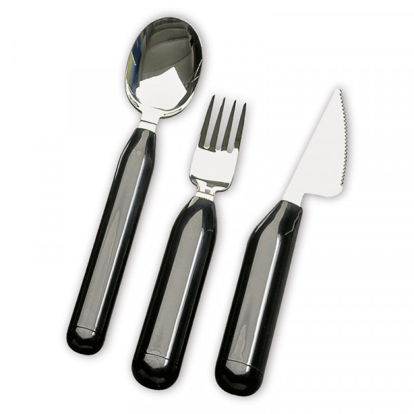 Cubiertos de mango grueso Etac Set de cubiertos Etac con mango grueso ovalado: cuchara, tenedor y cuchillo