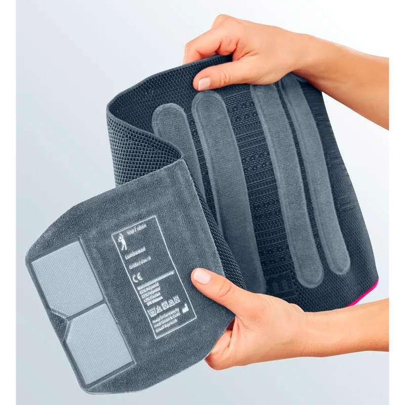 Faja lumbar Lumbamed Basic Vista interior de la Lumbamed Basic con cuatro varillas dorsales integradas y etiqueta