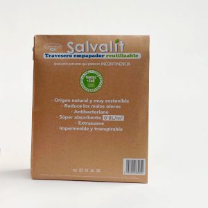 Caja del travesero empapador Salvalit con información del producto