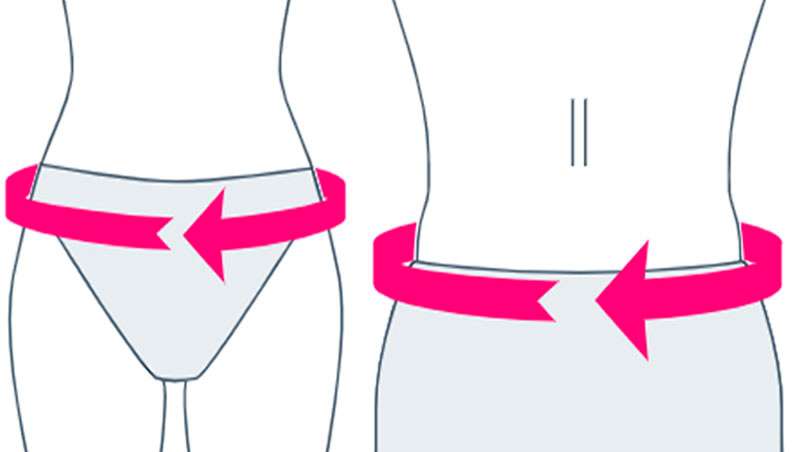 Faja lumbar Lumbamed Basic Dibujo con flechas mostrando el ajuste perimetral de la faja lumbar alrededor del tronco