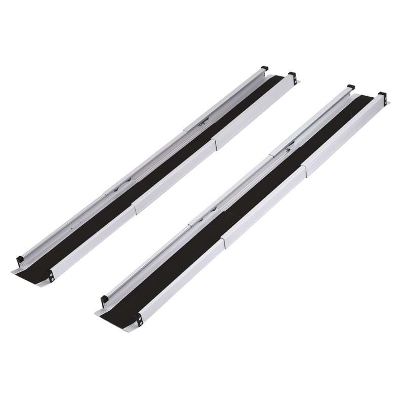 Rampa telescópica para silla de ruedas Rampas telescópicas de aluminio para silla de ruedas, extensibles 150 o 210 cm, con bolsa de transporte