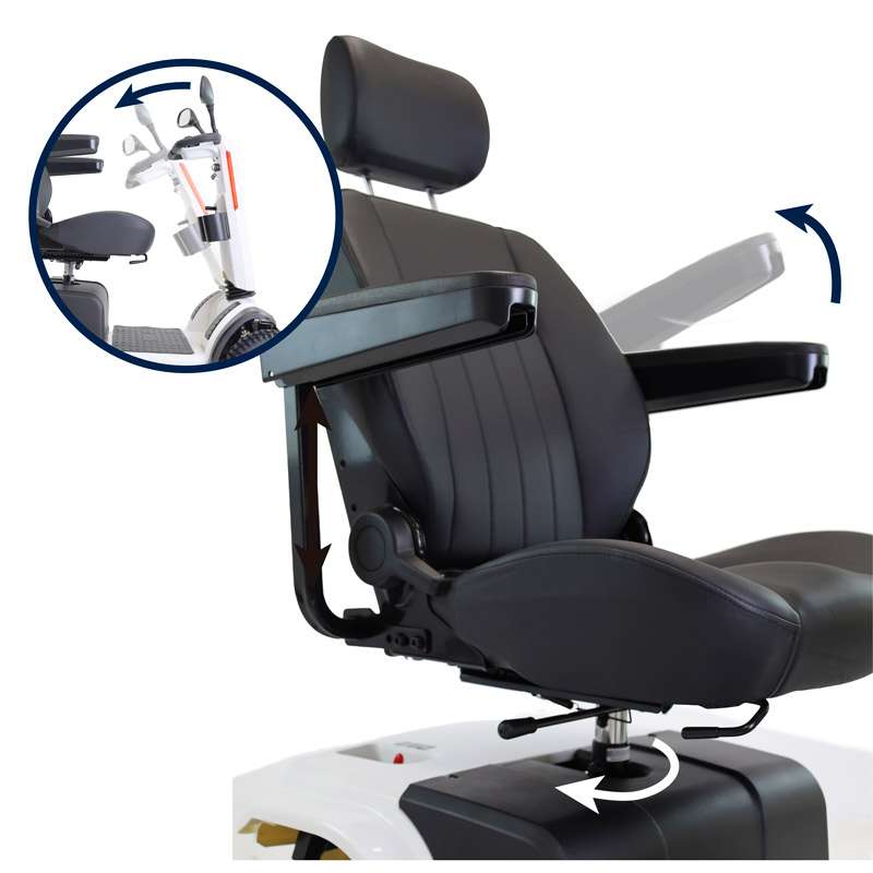 Scooter eléctrico Todoterreno K10073 Ajustes del asiento y reposabrazos del Scooter Eléctrico Todoterreno K10073