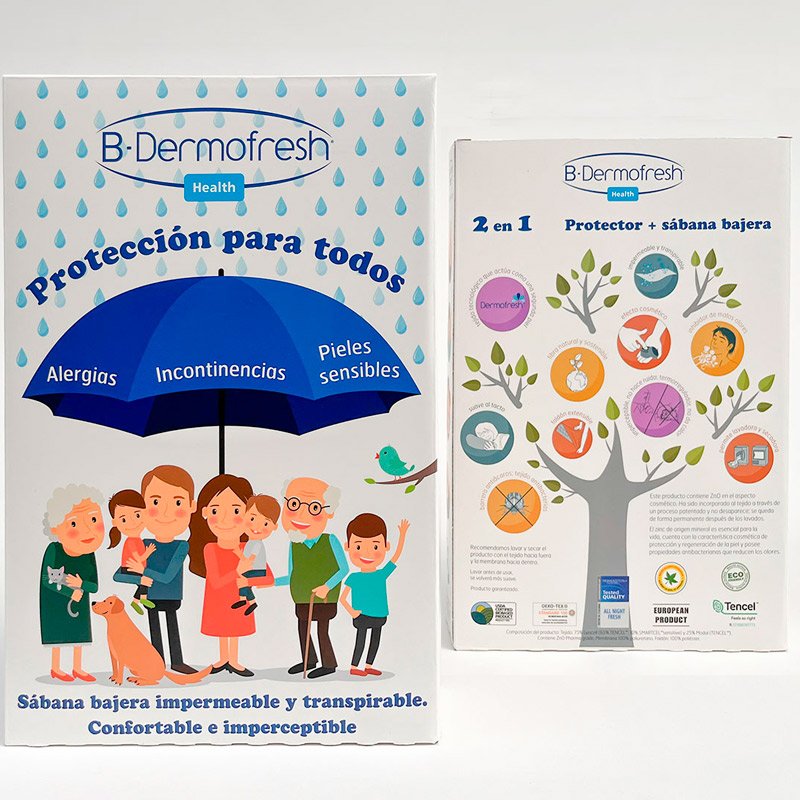 Sábana bajera Select BDermofresh Caja de la sábana bajera impermeable y transpirable B-Dermofresh Select 2 en 1