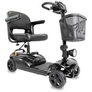 Vista lateral del Scooter eléctrico Kmina PP10044 con cesta delantera