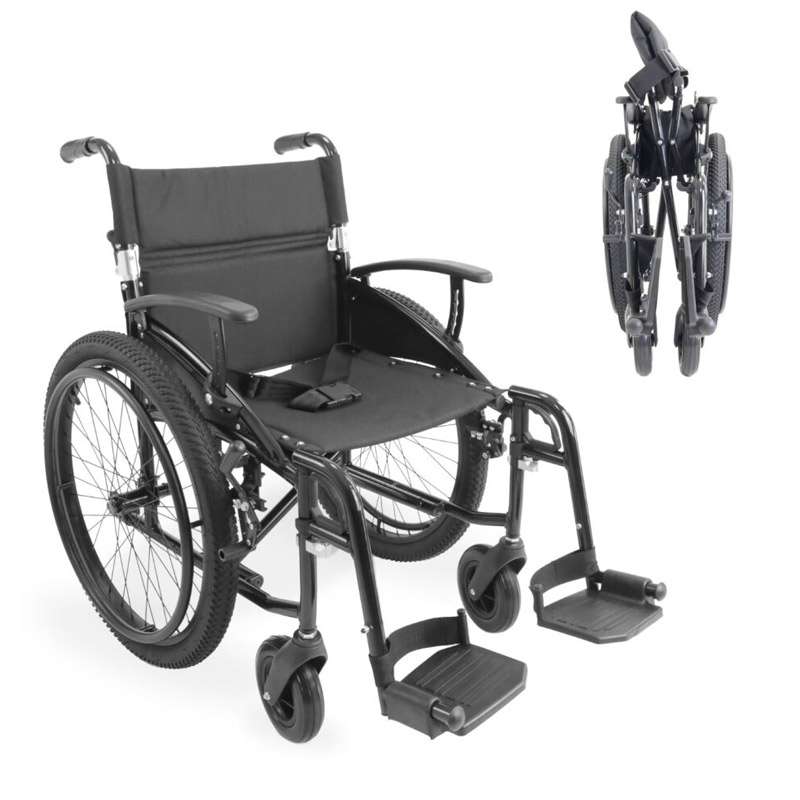 Silla de ruedas todoterreno K10077 Silla de ruedas todoterreno K10077 de aluminio con estructura plegable