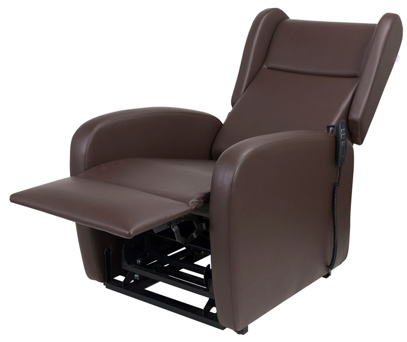 Sillón levantapersonas Exótico Sillón levantapersonas Exótico marrón reclinado con reposapiernas extendido