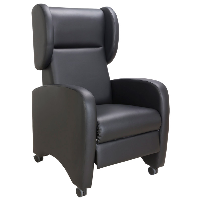 Sillón relax Exótico Sillón relax Exótico en color negro con brazos fijos y soporte lateral de cabeza