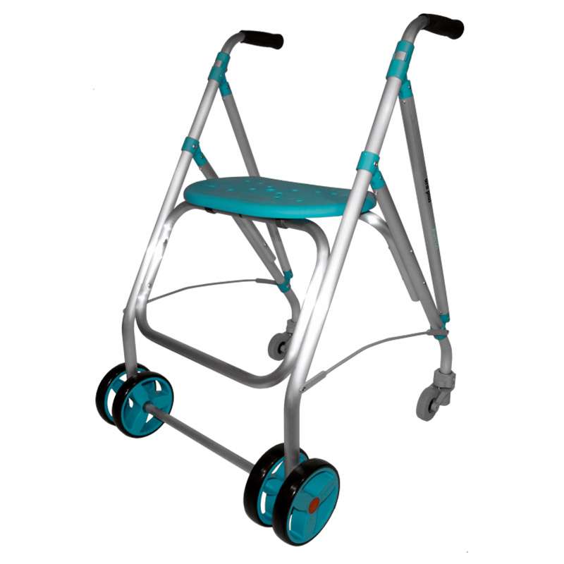Andador Ara-plus Andador Ara-plus regulable en altura con asiento turquesa y estructura de aluminio