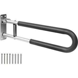 Barra de apoyo abatible acolchada de aluminio para inodoro con tornillos y tacos