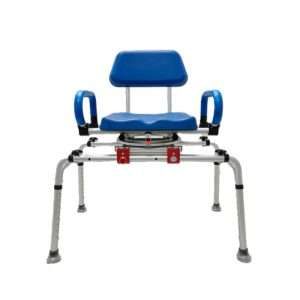 Silla de acceso a la bañera Soft con asiento, respaldo y reposabrazos azules