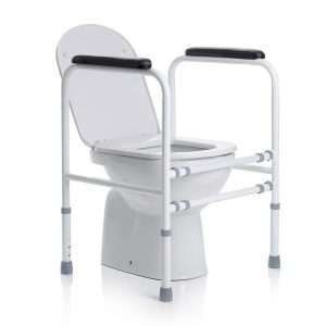 Reposabrazos regulable para WC RS908 colocado alrededor de un inodoro