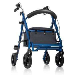 Andador silla de ruedas A41009F azul con asiento acolchado, respaldo y ruedas