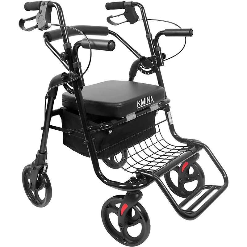 Andador silla de ruedas K10055 Andador silla de ruedas K10055 negro con asiento, reposapiés y cesta
