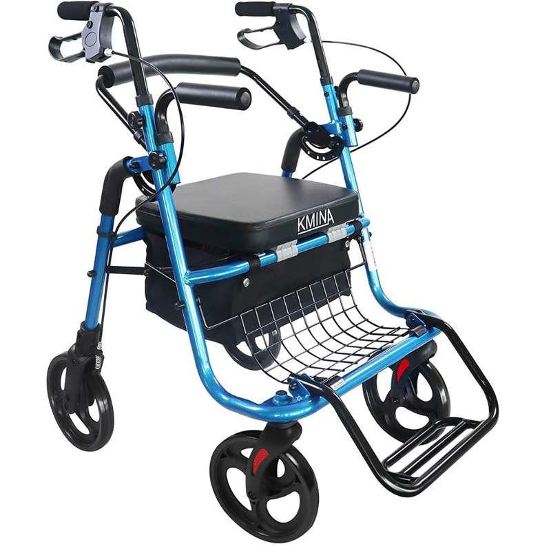 Andador silla de ruedas K10055 Andador silla de ruedas K10055 azul con asiento, respaldo y reposapiés