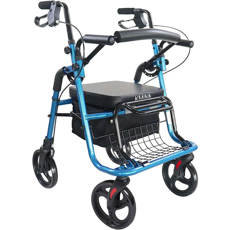 Andador silla de ruedas K10055 Andador silla de ruedas K10055 azul con respaldo bidireccional y reposapiés