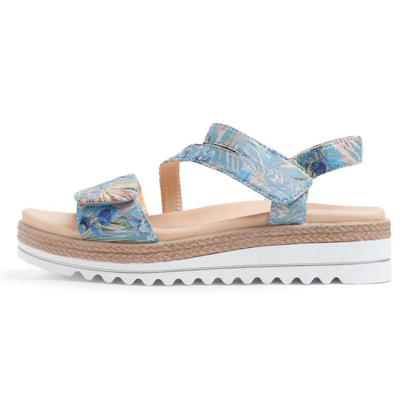Sandalias de apertura total con velcro 20724 Sandalia azul de apertura total con cierre regulable de velcro