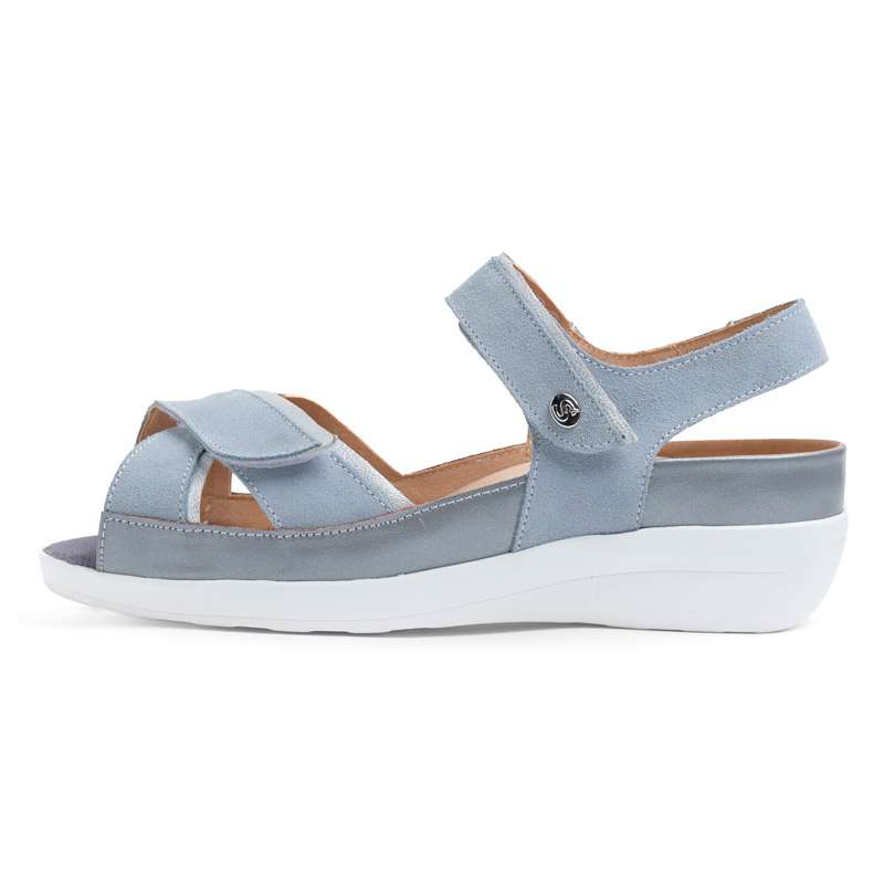 Sandalias de doble tira con velcro 20723 Sandalia azul ligera con doble tira, velcro y plantilla extraíble