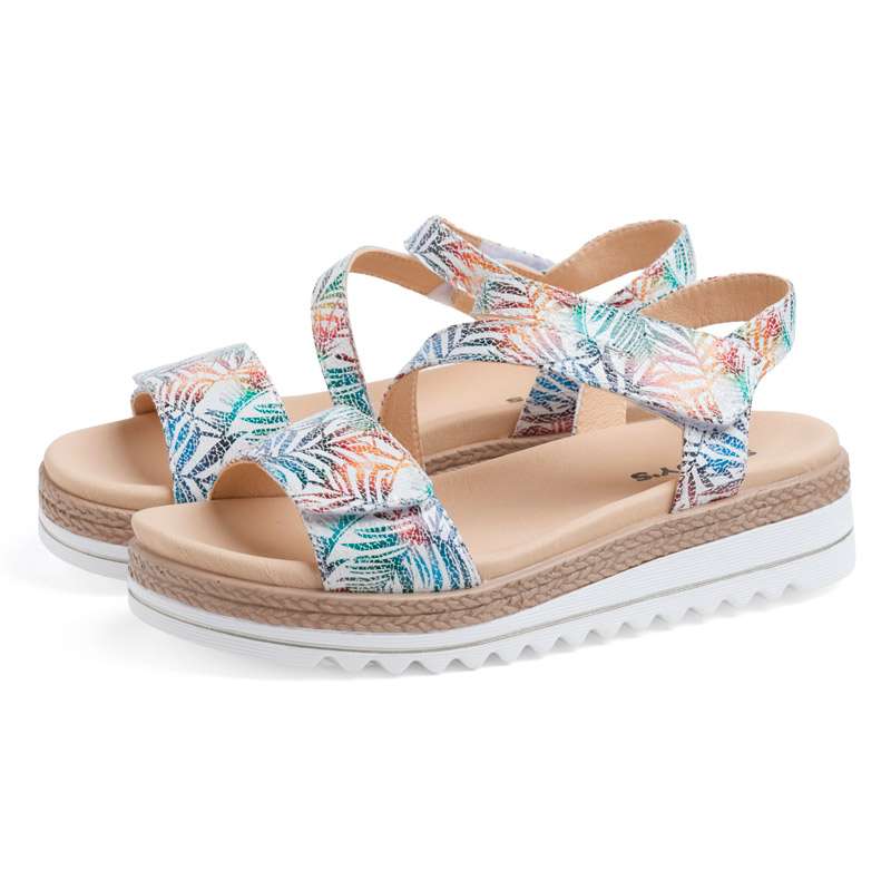 Sandalias de apertura total con velcro 20724 Par de sandalias multicolor con cierre regulable de velcro