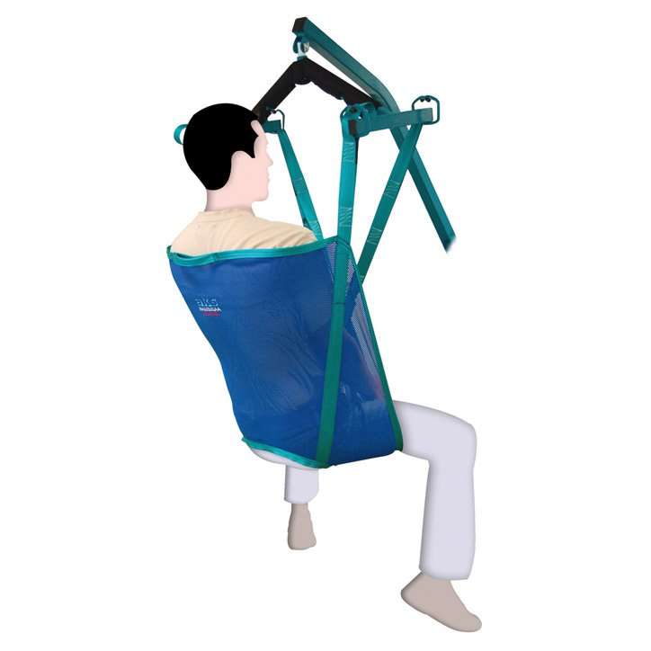 Arnés de baño Aqua Arnés de baño AQUA colocado en una grúa durante una transferencia asistida