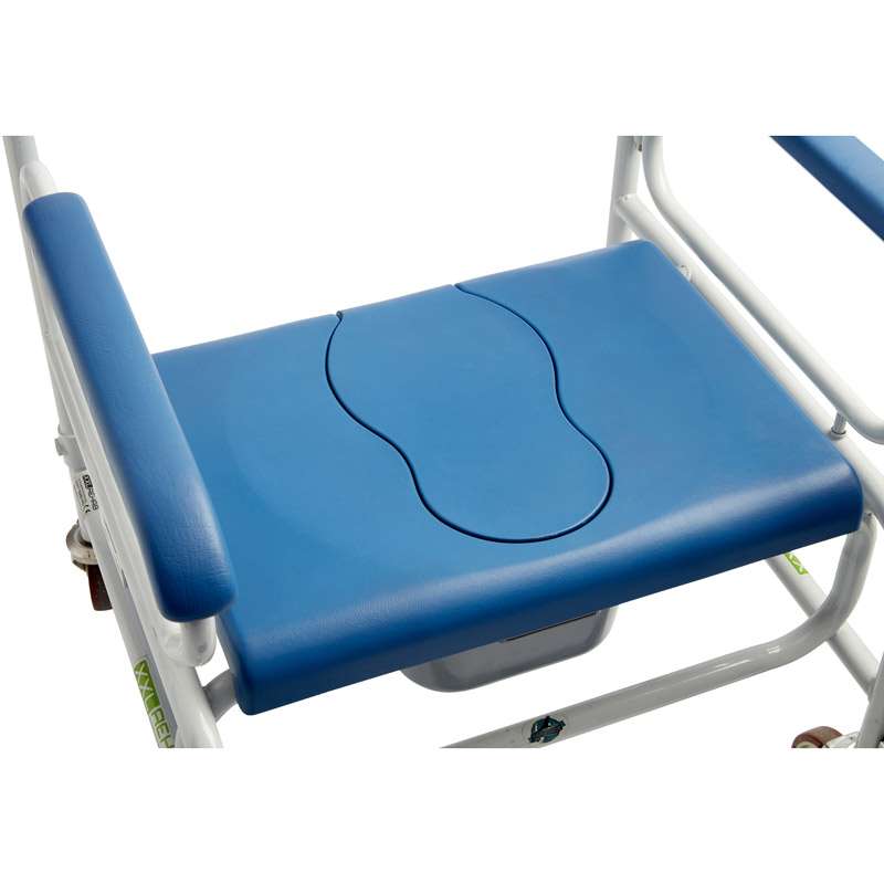 Silla de ducha bariátrica Samoa Detalle del asiento acolchado de la silla de ducha Samoa