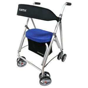 Andador Kanguro HD con funda azul y ruedas dobles delanteras y traseras