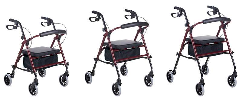 Regulación de altura del asiento del rollator Hi-Low de 42 a 54 cm
